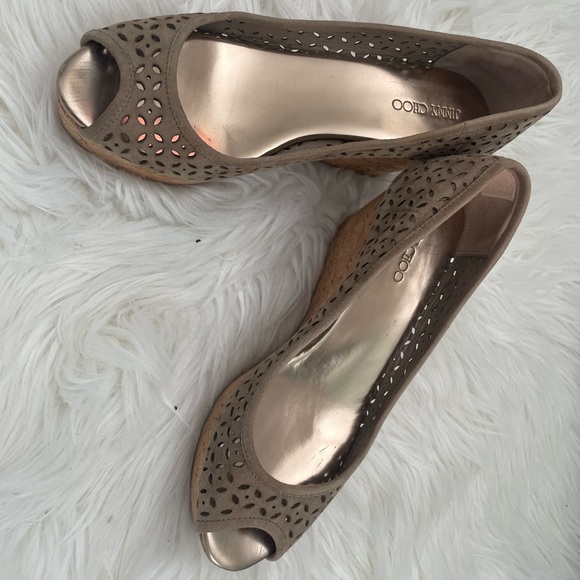 Jimmy Choo cork wedge suede shoes - Picture 2 of 8